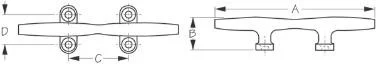 Sea Dog Marine - Stainless Steel Open Base Cleat 12" (041612-1)