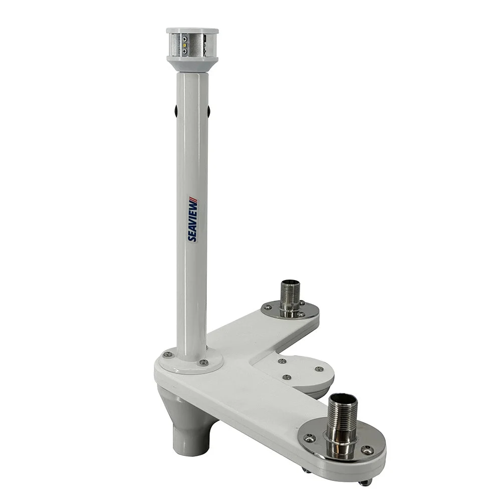 Seaview Triple Mount Adapter w/C5 Certified LED Light 12" Post & Threaded 1"-14 Thread Bases f/GPS Units