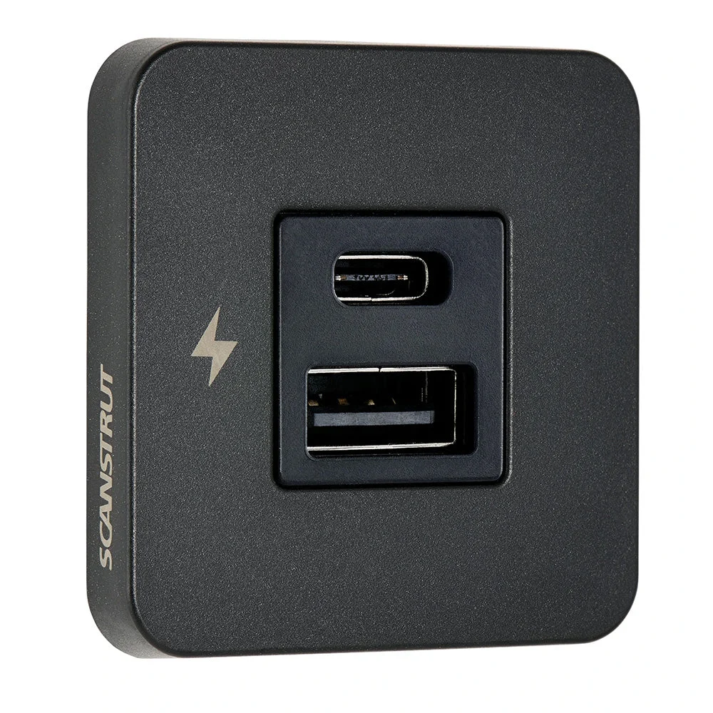 Scanstrut TILE USB-A/USB-C Interior Charging Socket - 12/24V - Black Bezel