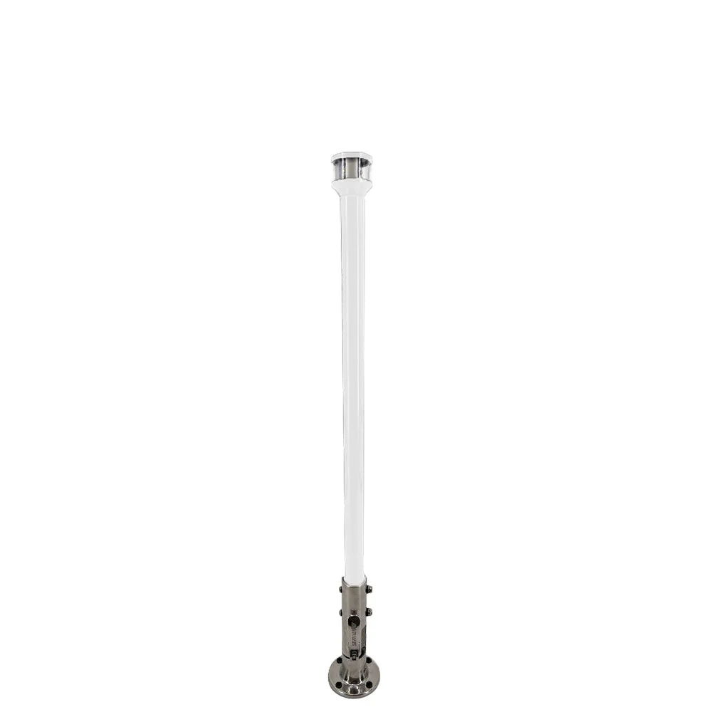 Seaview 12" Manually Folding Light Post w/316 Stainless Steel Base & LTBLED12C5 Navigation Light - White