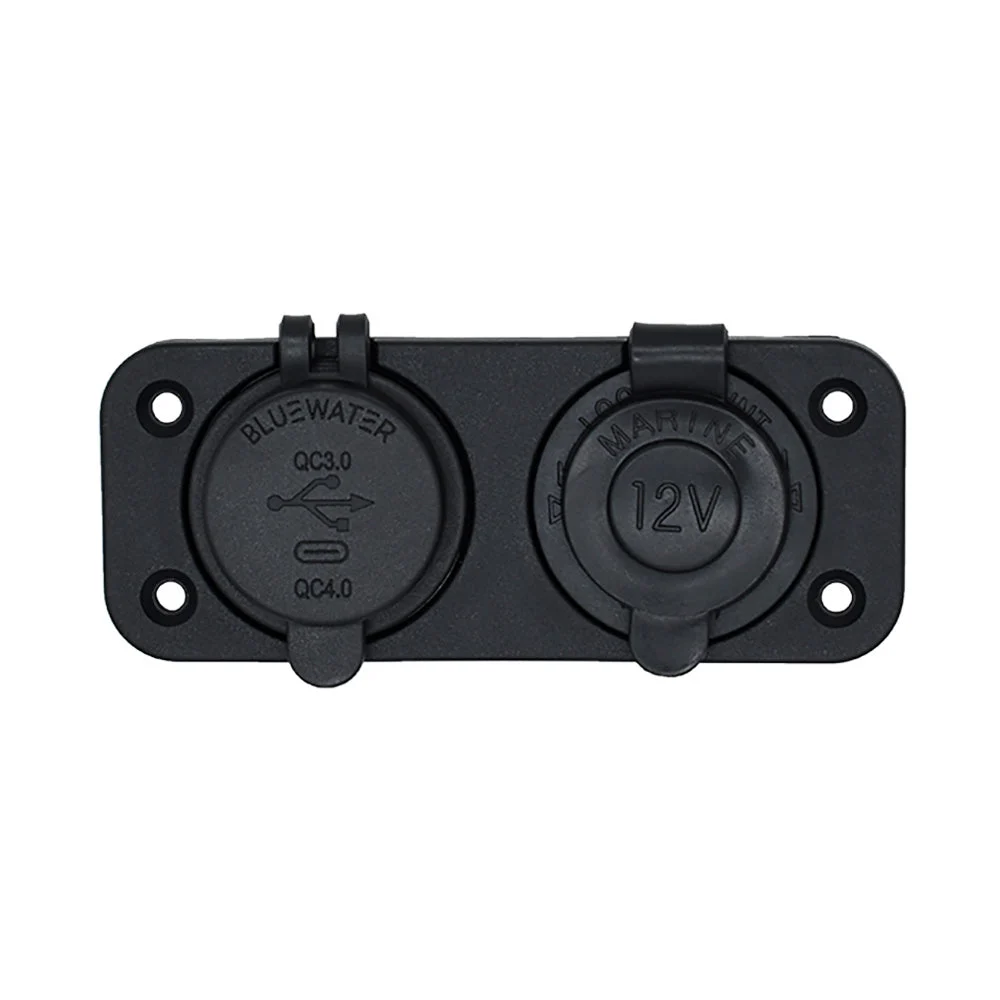 Bluewater Dual USB/USB-C 12V Combo Receptacle w/Plate