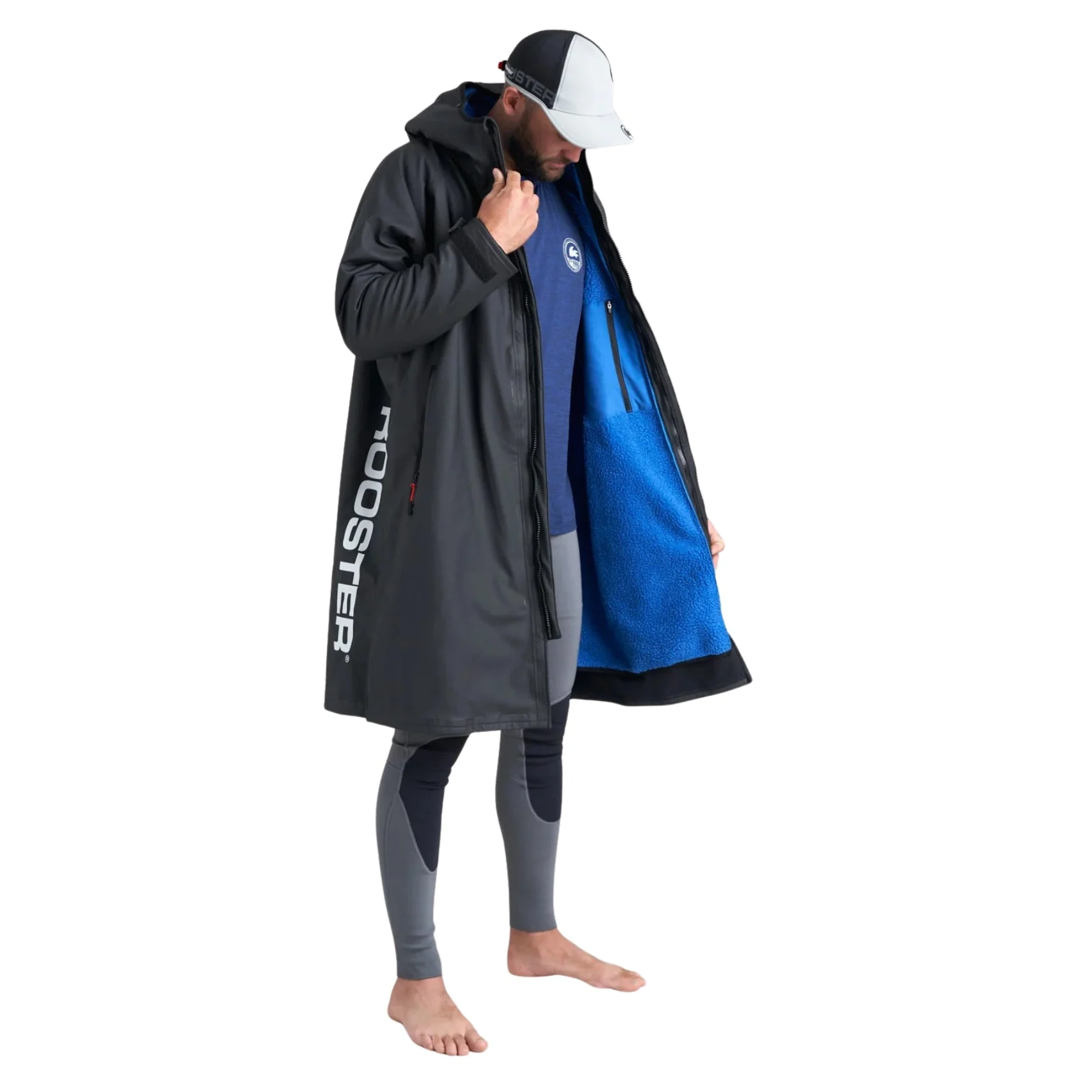 Rooster Aquafleece Robe, colors: Black/Blue, Khaki/Black