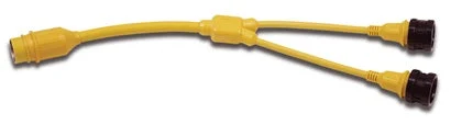 Marinco Y Adapter, 50A 125/250V Male To (2) 30A 125V Females