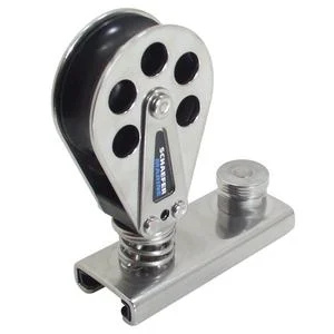 SCHAEFER Spring-Loaded Block, Fits 1 1/4" Track, Stainless Cheeks