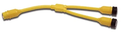 Marinco Y Adapter, 50A 125/250V Male To (2) 50A 125V Females