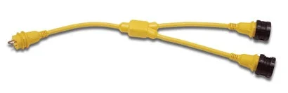 Marinco Y Adapter, 30A 125V Male To (2) 30A 125V Females