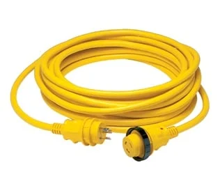 Marinco Cordset, 30A 125V, 50', Yellow