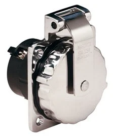 Marinco Inlet, 50A 125V, Stainless Steel, Without Enclosure