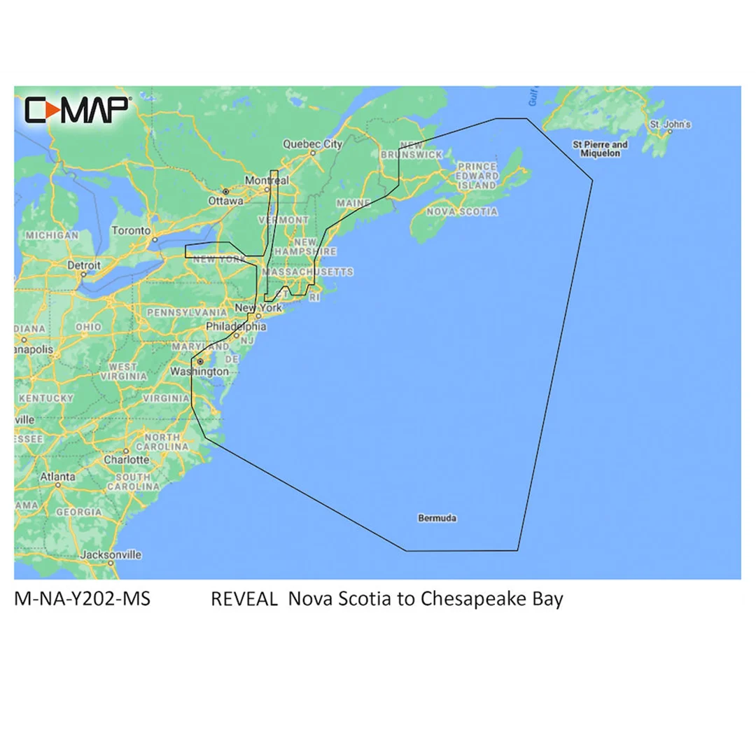 C-MAP M-NA-Y202-MS Nova Scotia to Chesapeake Bay REVEAL™ Coastal Chart