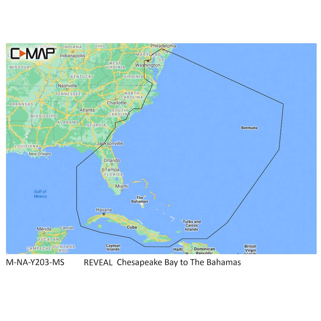 C-MAP M-NA-Y203-MS Chesapeake Bay to Bahamas REVEAL™ Coastal Chart