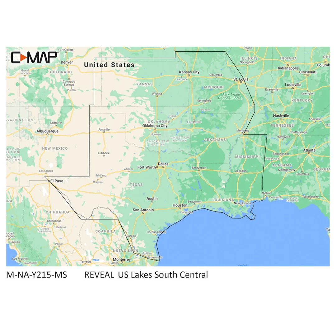 C-MAP M-NA-Y215-MS US Lakes South Central REVEAL™ Inland Chart