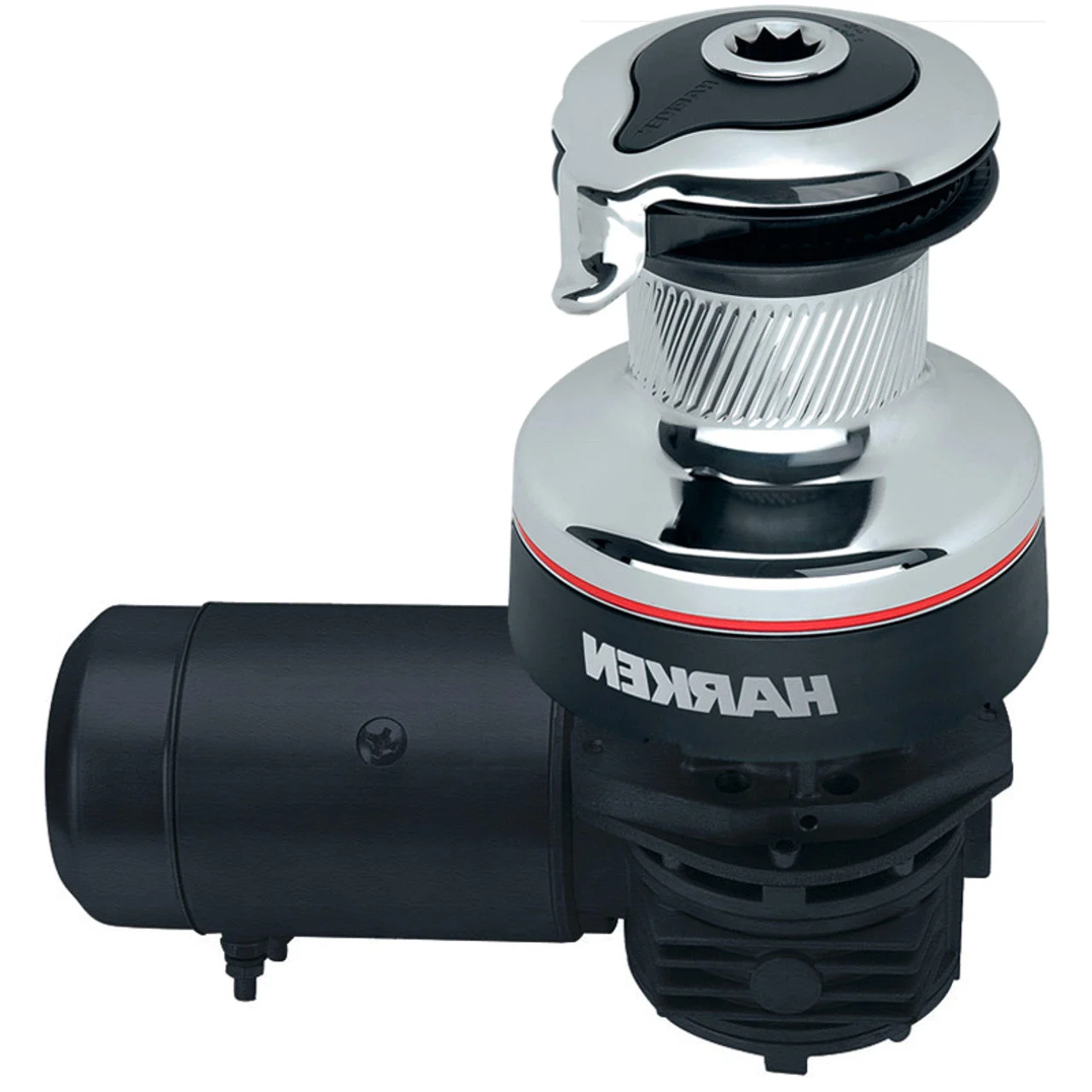 Harken 35 Electric Self-Tailing Radial Chrome Winch 2 Speed 24V, Horizontal, Left Mount