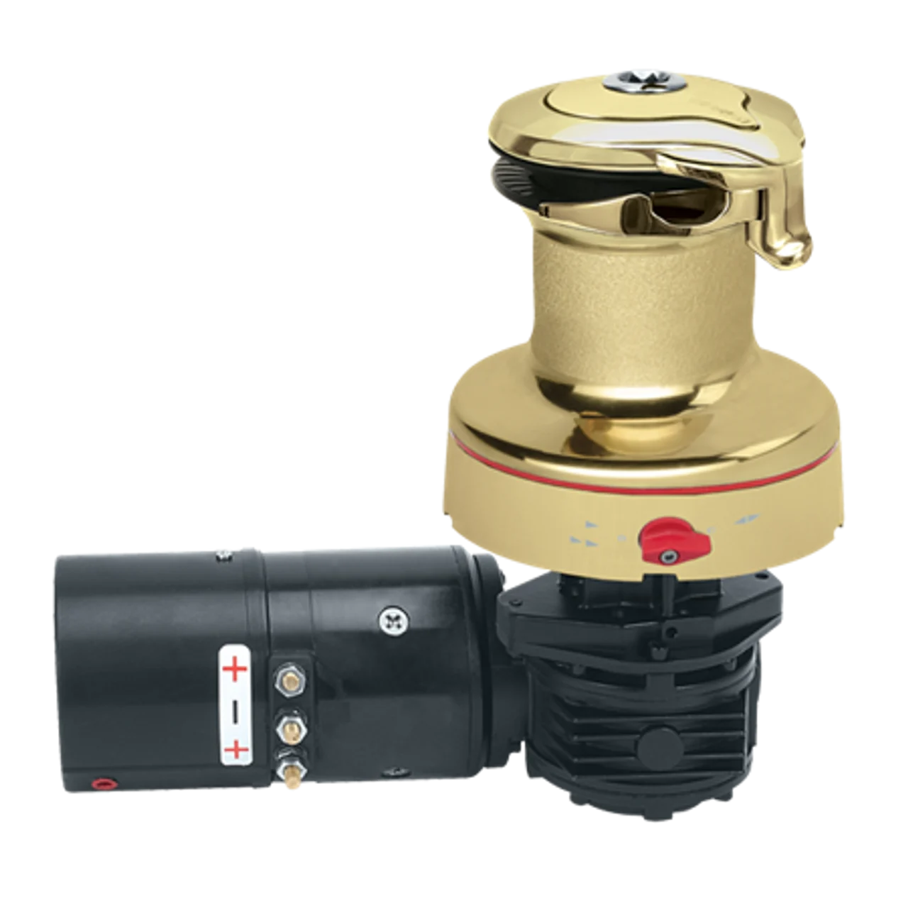 Harken 40 Electric Self-Tailing Rewind Radial Bronze Winch Reverse Speed 24V, Horizontal Left Mount