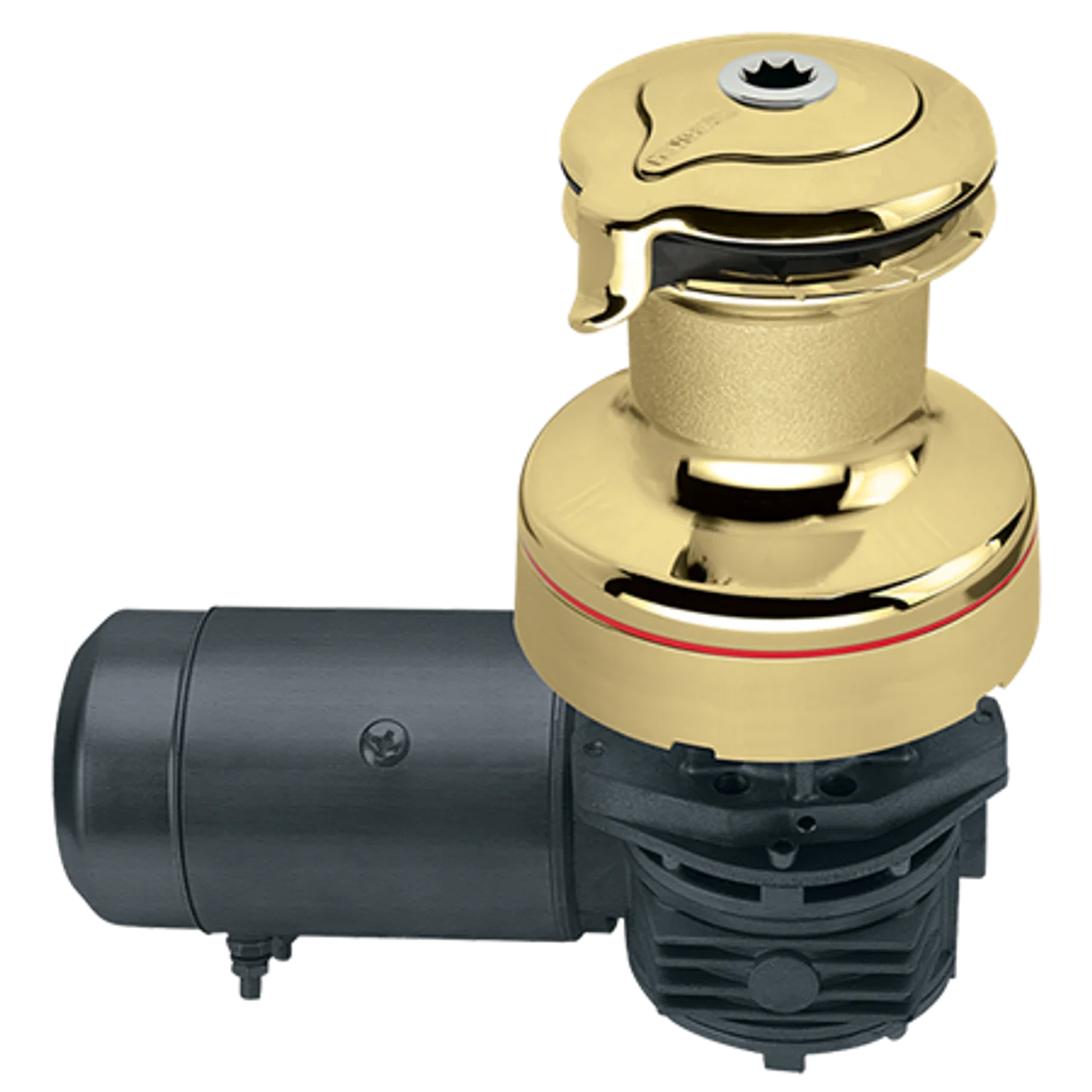 Harken 46 Electric Self-Tailing Radial Bronze Winch - 2 Speed, 12V, Horizontal, Left Mount