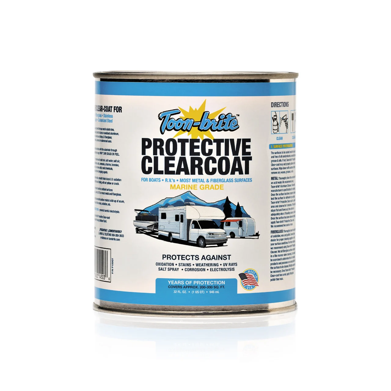 M&l Marine, Inc. - Toon-brite, Protective Clear-coat 32oz Quart - P100QT
