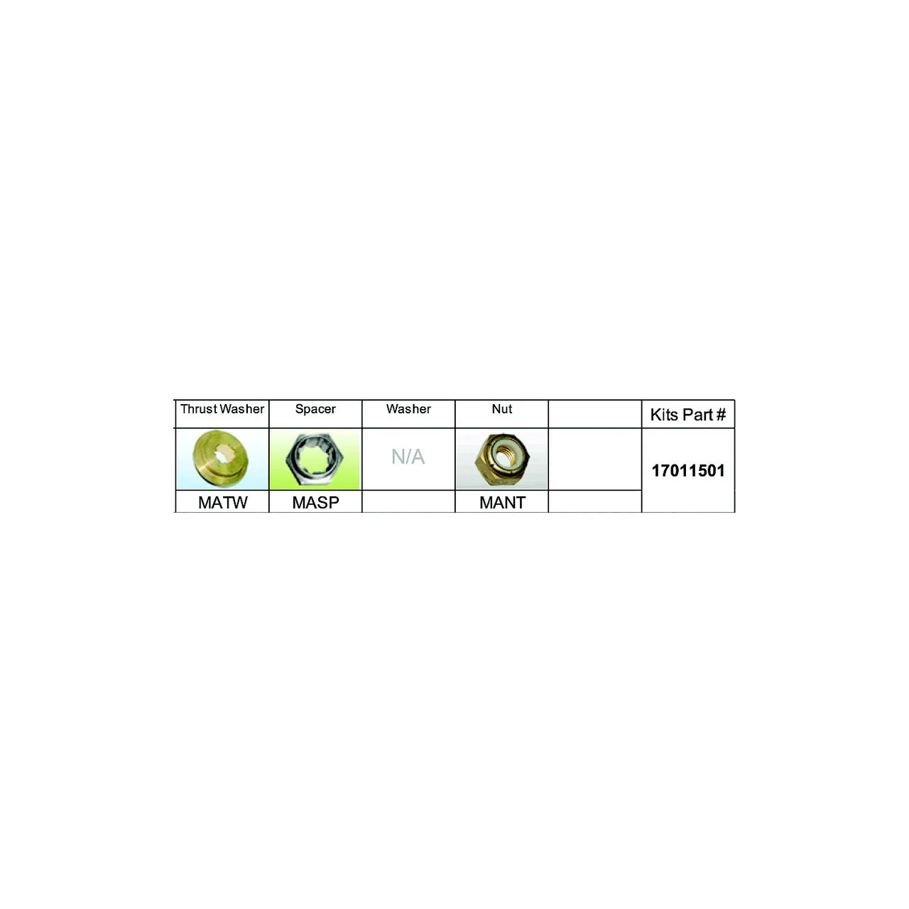 Solas Propeller - Solas 17011501 Fixed Hub Prop Hardware Kit - Mercury, Type A - 17011501