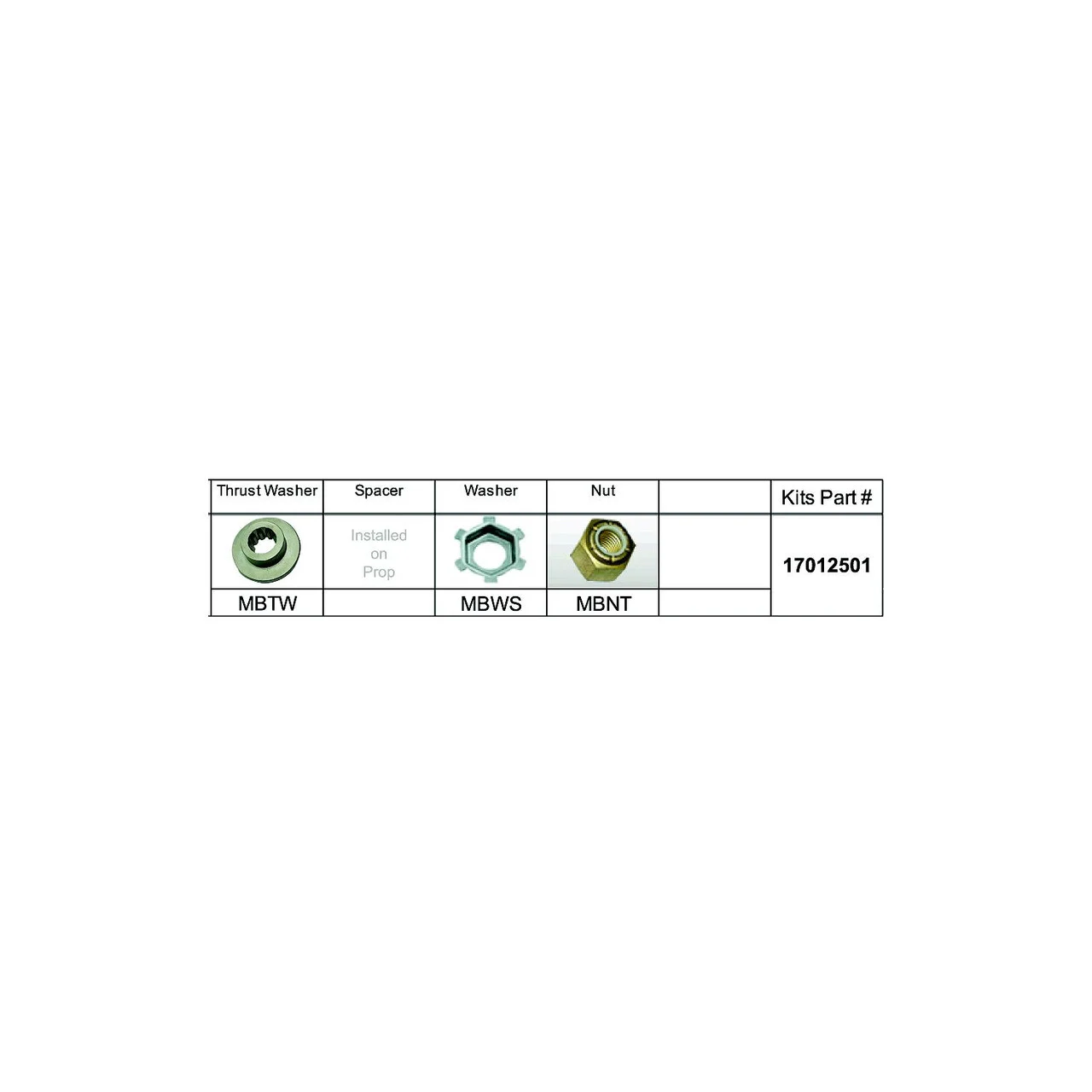 Solas Propeller - Solas 17012501 Fixed Hub Prop Hardware Kit - Mercury, Type B - 17012501