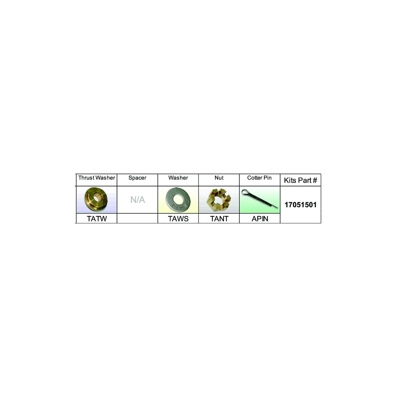 Solas Propeller - Solas 17051501 Fixed Hub Prop Hardware Kit - Nissan/Tohatsu, Type A - 17051501