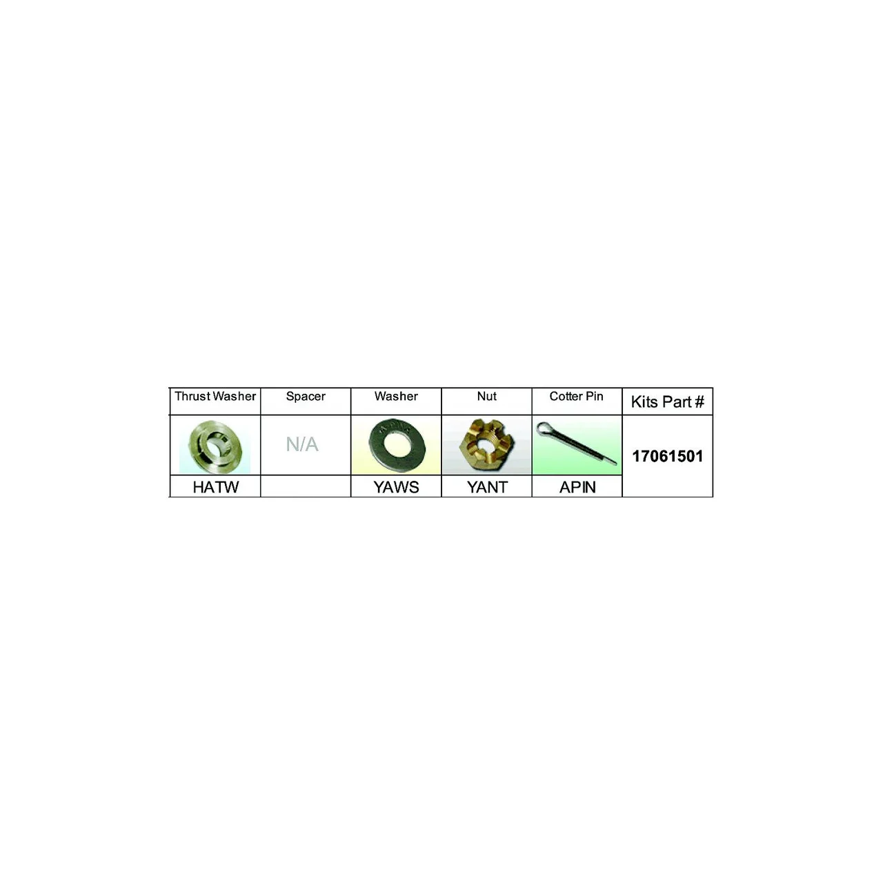 Solas Propeller - Solas 17061501 Fixed Hub Prop Hardware Kit - Honda, Type A - 17061501