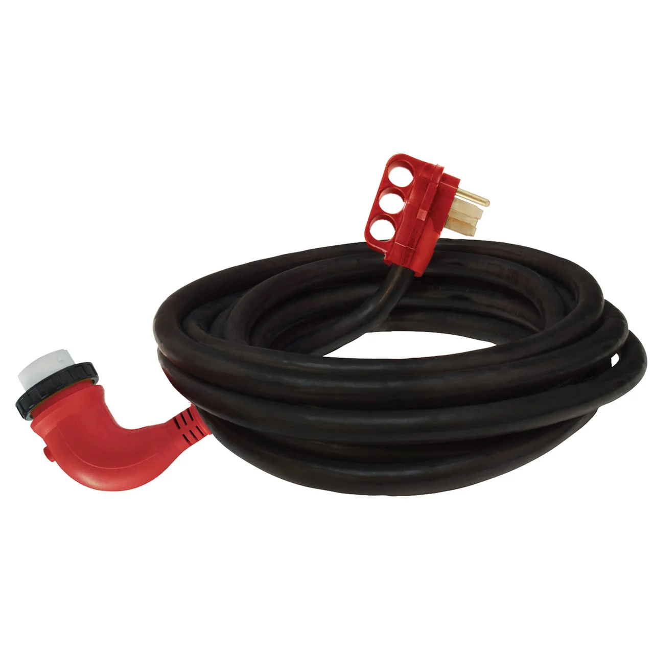 Valterra A10-5025ED90 Mighty Cord 90° LED Detachable 50 Amp Power Cord w/Handle - 25', Red - A10-5025ED90