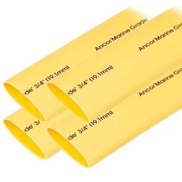 Ancor Heat Shrink Tubing 3/4" X 6" - Yellow - 4 Pieces