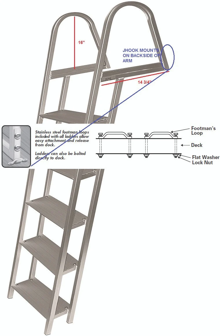 Jif Marine - 5-step Ladder Aluminum W/mounting Hardware (ash2)