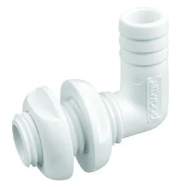 Attwood White Plastic 90 Degree Thru-Hull Connector - 3/4" Inner Diameter