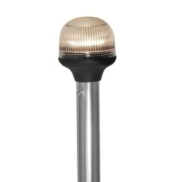 Attwood All-Around Fold-Down Incandescent Anti-Glare Lens Light - 12" Aluminum Pole - 12v - Horizontal Composite Base