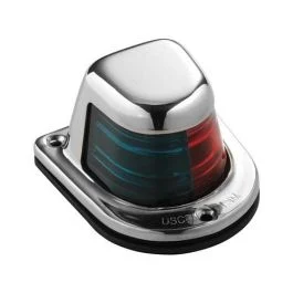 Attwood 1-Mile Deck Mount, Bi-Color Red/Green Combo Sidelight - 12v - Stainless Steel Housing