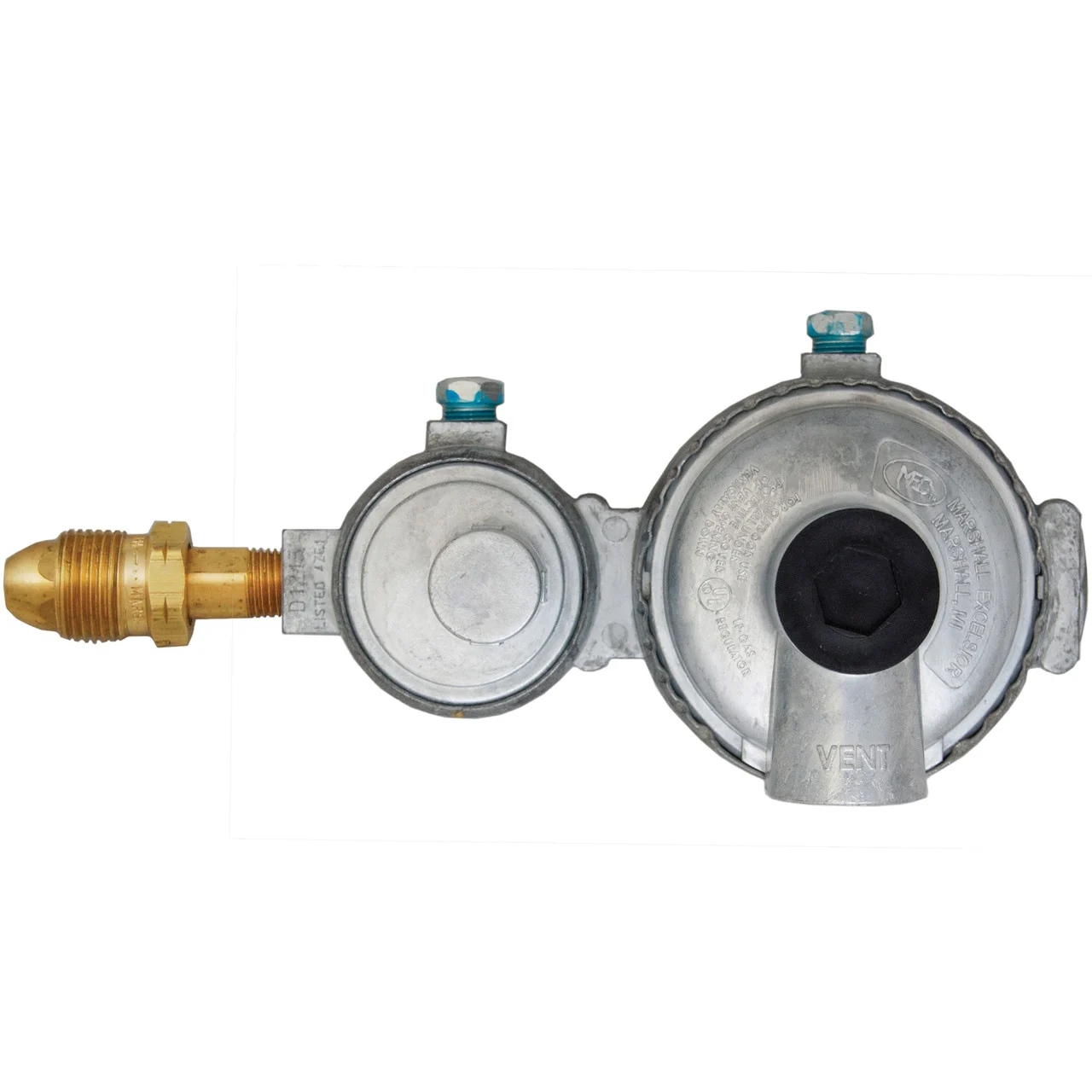 Marshall Excelsior MEGR-295 Compact 2-Stage Regulator - HN Excess Flow POL Inlet x 3/8 FNPT Outlet, 90° Vent - MEGR-295