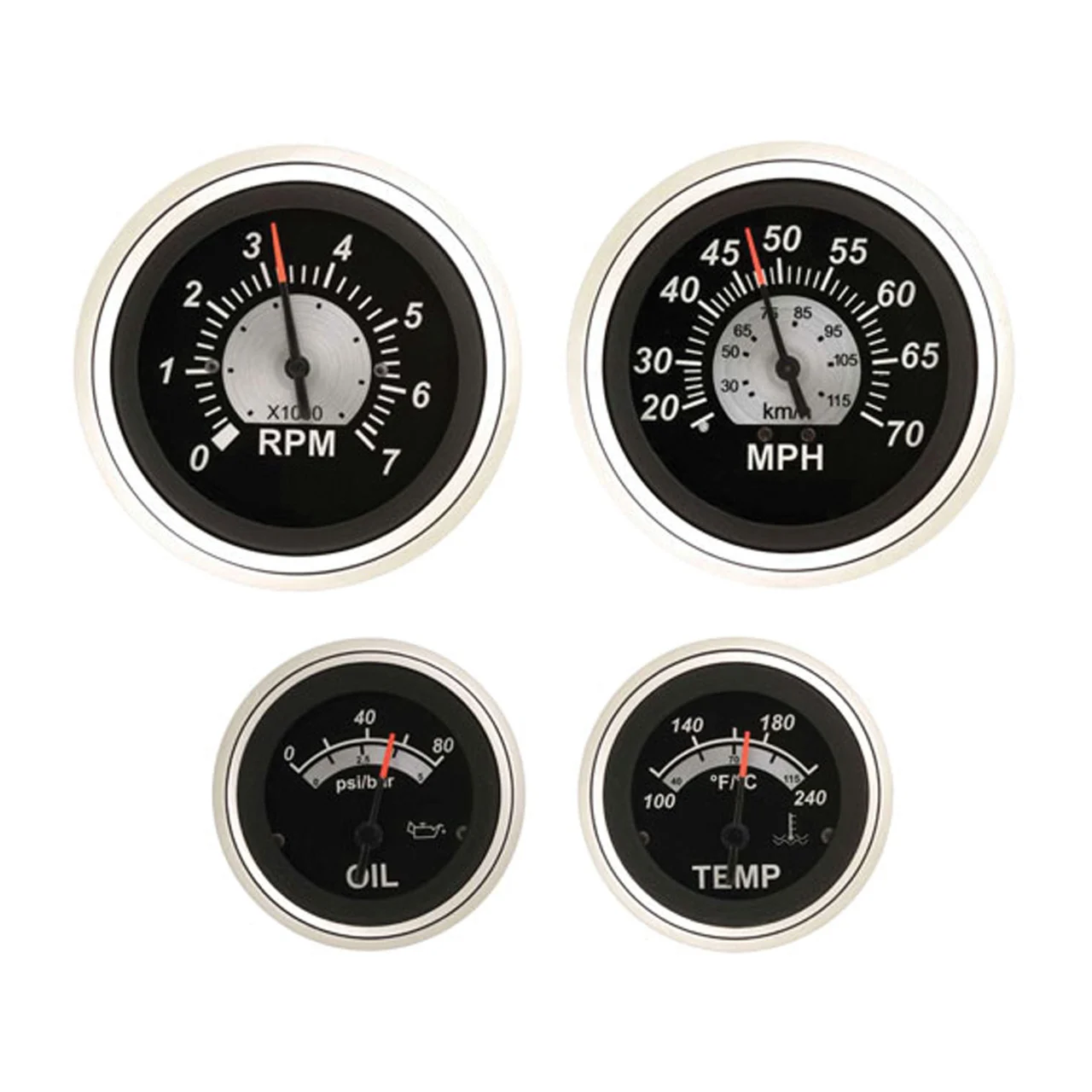 Sierra 68960P Black Sterling 50 MPH Speedometer Kit - 68960P