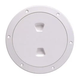 Beckson 6" Smooth Center Screw-Out Deck Plate - White