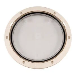 Beckson 8" Clear Center Pry-Out Deck Plate - Beige