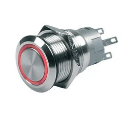 Bep Push-Button Switch 12v Latching On/Off - Red Led