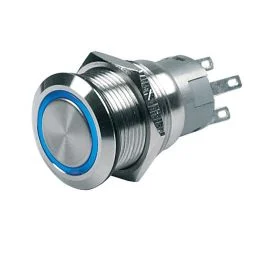 Bep Push-Button Switch 12v Latching On/Off - Blue Led
