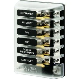 Blue Sea 5015 St Glass Fuse Block W/Negative Bus