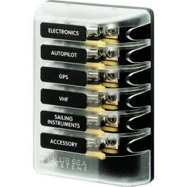 Blue Sea 5018 St Glass Fuse Block W/Out Negative Bus - 6 Circuit