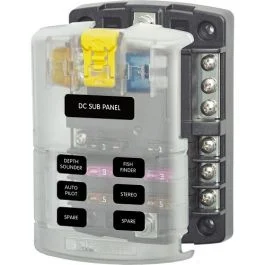 Blue Sea 5025 St Blade Fuse Block W/Cover - 6 Circuit W/Negative Bus