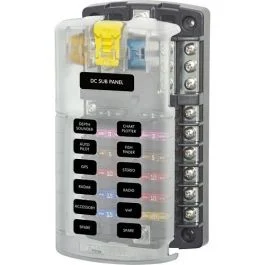 Blue Sea 5026 St Blade Fuse Block W/Cover - 12 Circuit W/Negative Bus