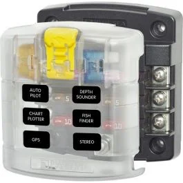 Blue Sea 5028 St Blade Fuse Block W/ Cover - 6 Circuit Without Negative Bus