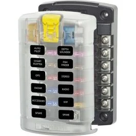 Blue Sea 5029 St Blade Fuse Block W/Cover - 12 Circuit W/O Negative Bus