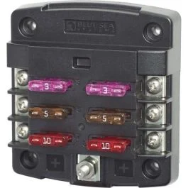 Blue Sea 5033 St Blade Fuse Block W/Out Cover - 6 Circuit W/Out Negative Bus