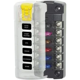 Blue Sea 5035 St Blade Fuse Block W/Cover - 6 Circuit Independent W/O Negative Bus