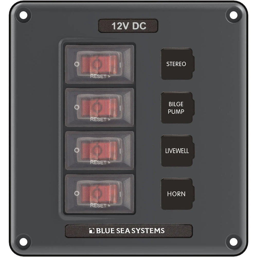 Blue Sea 4320 Circuit Breaker Switch Panel 4 Position - Gray