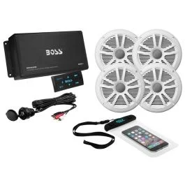 Boss Audio Ask904b.64 4 Channel Amplifier & 2 Pairs Of 6.5" Speaker Kit - White