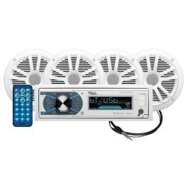 Boss Audio Mck632wb.64 Marine Stereo & 2 Pairs Of 6.5" Speaker Kit - White