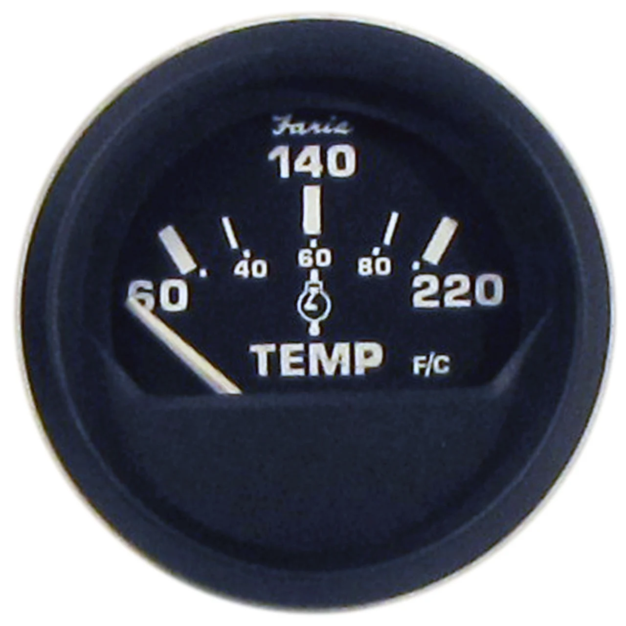 Faria 12819 Euro Cylinder Head Temperature Gauge with Sender (60-220°F) - 2", Black - 12819