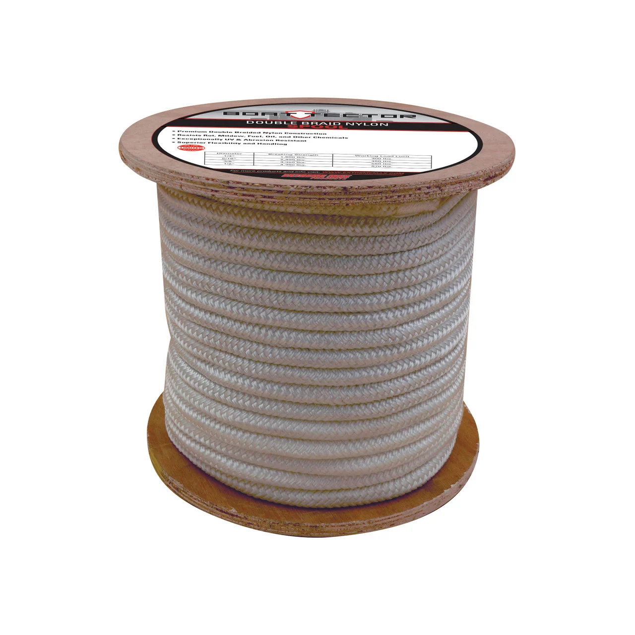 Extreme Max 3006.2174 BoatTector Double Braid Nylon Rope - 1/4" x 600', White - 3006.2174