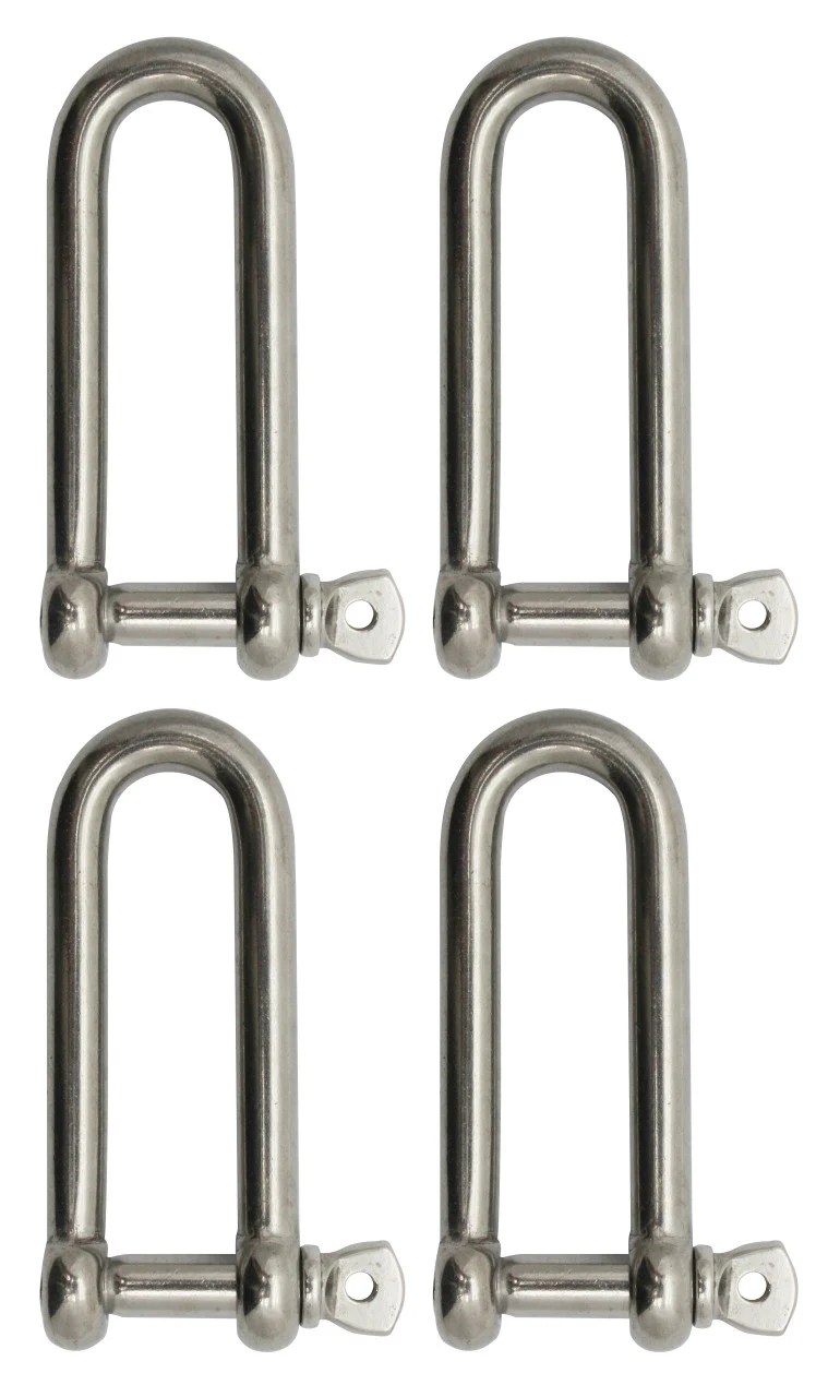 Extreme Max 3006.8204.4 BoatTector Stainless Steel Long D Shackle - 5/16", 4-Pack - 3006.8204.4
