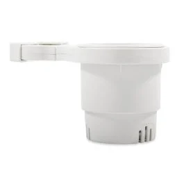 Camco Clamp-On Rail Mounted Cup Holder - Small For Up To 1-1/4" Rail - White